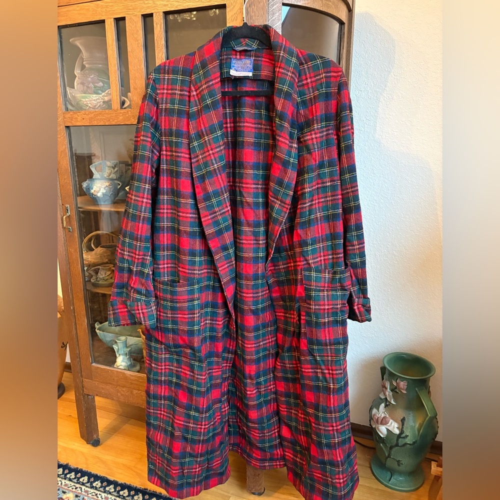 Vintage Pendleton Wool Tartan Plaid Mens Robe Small Prince Charles Plaid